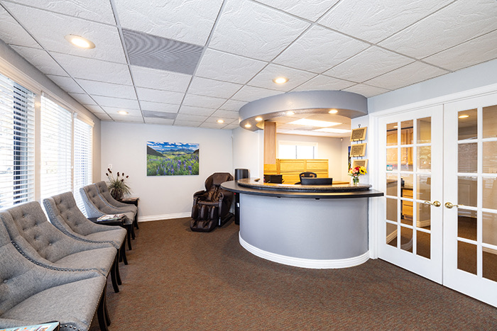 Welcoming reception area at Longmont Dental